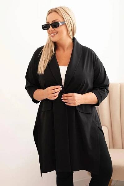 Oversize pelerína se zapínáním na knoflík model 23159 černá