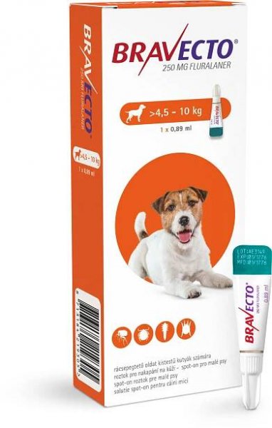 Bravecto S Dog 250 mg roztok pro nakapání na kůži - spot-on pro malé psy (>4,5 - 10 kg)