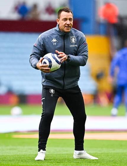 John Terry, Aston Villa assistant head coach, warming up before a match.
