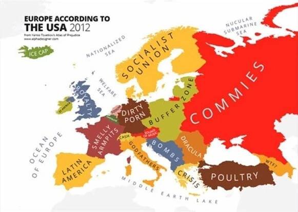 Evropa očima různých národů. Podívejte se na mapy plné stereotypů