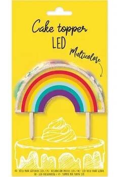 Dortová svíčka Cakesupplies Dřevěný zápich na dort LED - Duha