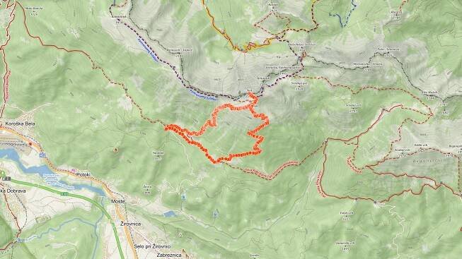 Mapa výletu na Stol ve Slovinsku