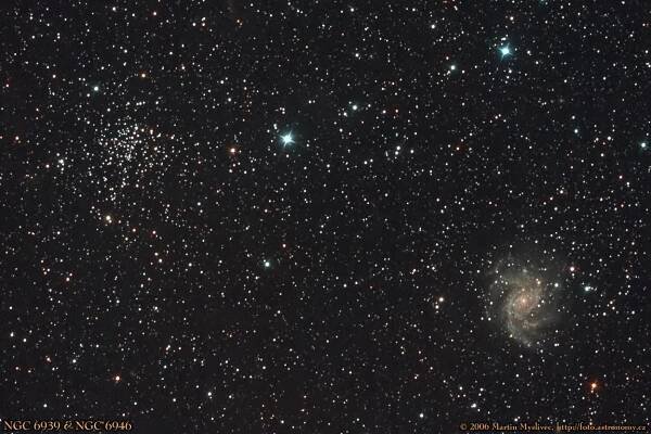 ASTROFOTOGRAFIE - NGC6939 & NGC6946 - galaxie a hvězdokupa- 1024x768 pix.