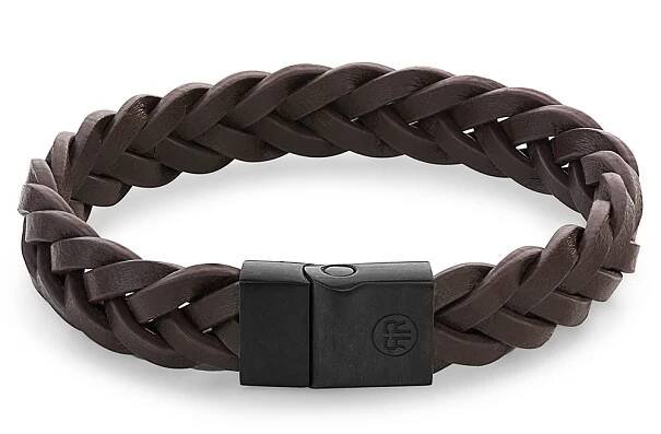 REBEL & ROSE náramek Metal Braided Brown Black