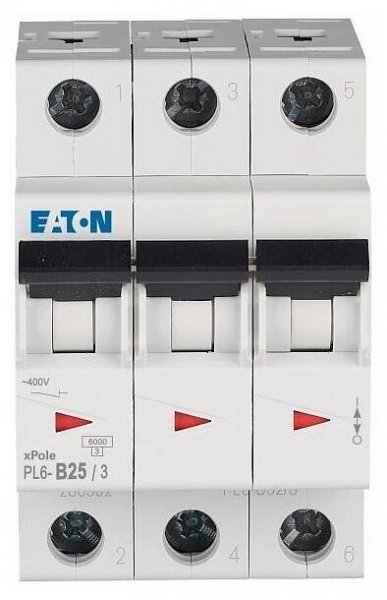 Jistič 3x32A třífázový Eaton PL6-B32/3/6kA