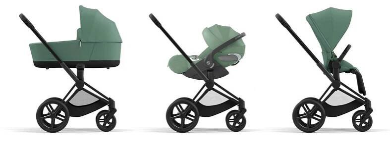 Cybex Priam 4.0 2024 sada Comfort 5v1 Matt Black podvozek + Potah sezení + korba Lux + Cloud T Plus + Base T - Cybex - Kombinace
