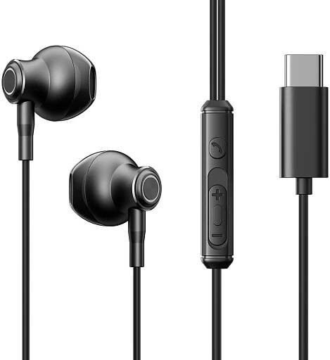 Joyroom JR-EC07 sluchátka s mikrofonem / USB-C / DAC / černé