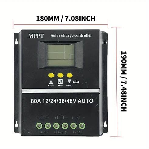 * MPPT Solární Regulátor Nabíjení 100A/80A/60A - Duální USB, Rychlé Nabíjení pro Olověné & Lithiové Baterie, 12V/24V/36V/48V s LCD Displejem & Ochrana proti Přebití - Černá, *