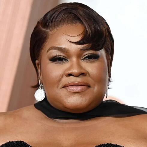 Da'Vine Joy Randolph with short hair and a side swoop at the 2025 Oscars in Hollywood, California