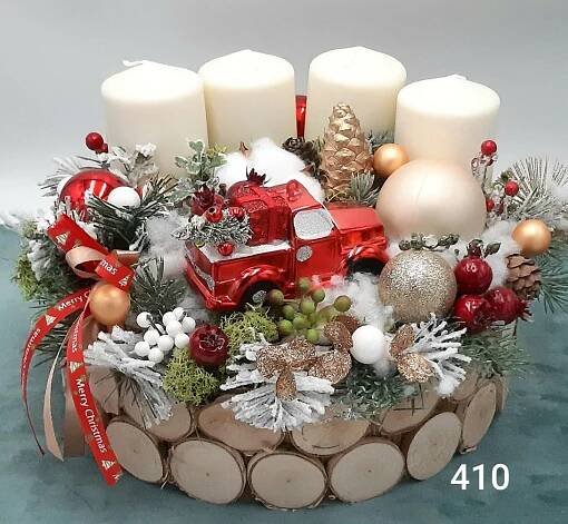 Christmas Centerpiece with Candles and Ornaments