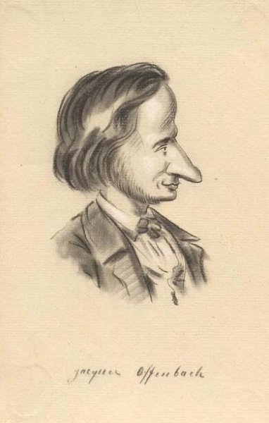 Jacques Offenbach Karikatur, um 1855