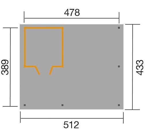 Weka Přístřešek na jedno auto 607 vel. 1, tlaková impregnace, 512 x 389 cm