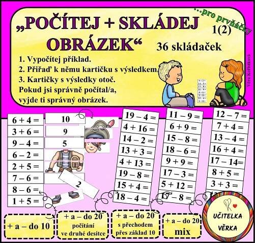 "POČÍTEJ + SKLÁDEJ OBRÁZEK" - pro prvňáčky