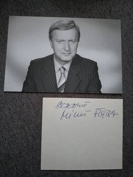 Podpis, autogram MILOŠ FRÝBA, hlasatel Československé televize
