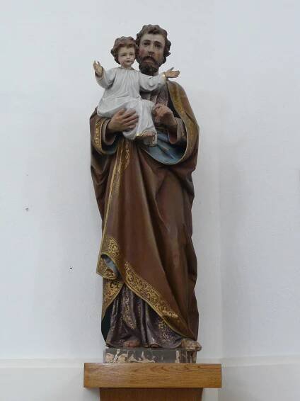 Wooden statue of St.Joseph with child - Ferdinand Stuflesser 1875