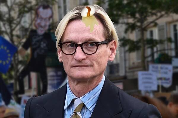 Hamish Bowles wound up with egg on his head at Paris fashion week.