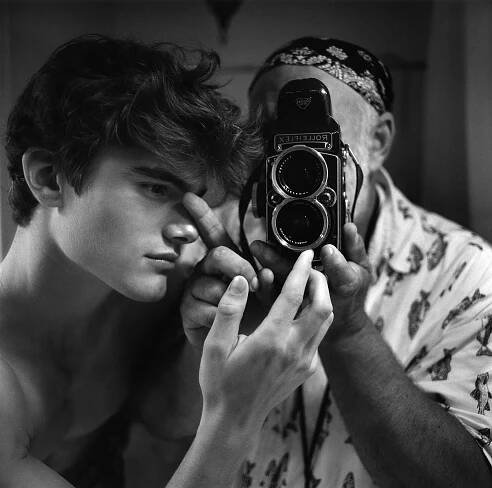 Bruce Weber, Self portrait with Peter Johnson, during the last day of filming “Chop Suey,” Golden Beach, Florida 1999