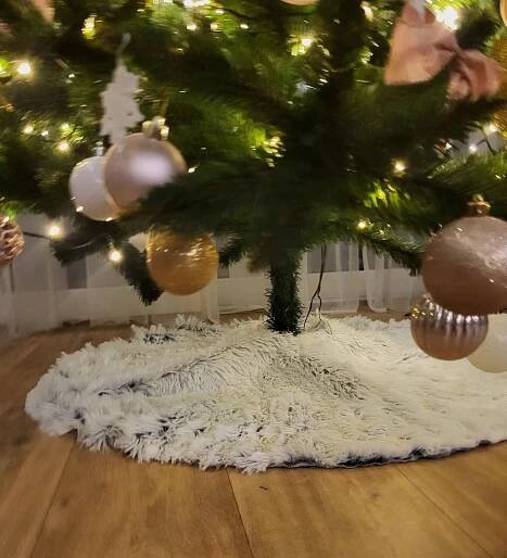 Koberec pod vánoční stromek, podložka 90 cm kožíšek koberec za 299.00CZK - Allegro