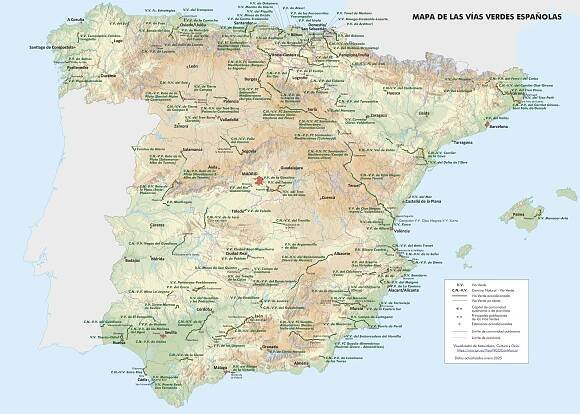Archivo:Mapa vias verdes españolas 2025.jpg - Atlas Nacional de España