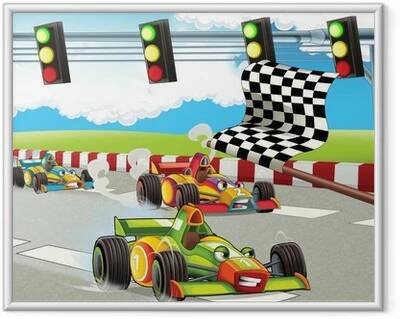 Plakát v rámu Vzorec závod - super auto - ilustrace pro děti