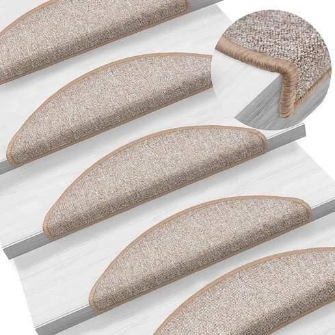 vidaXL Schodové rohože 10 ks 56 x 17 x 3 cm světle hnědé půlkulaté, Světle hnědá