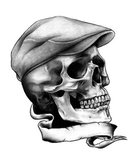 Skull and flat cap. T shirt available at http://www.blackmarketartcompany.com | Skull art tattoo, Skull tattoo design, Skull artwork