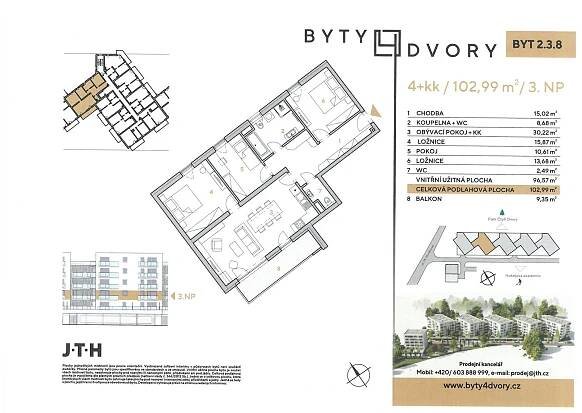 Byt 4+kk s balkonem BYTY 4 DVORY, České Budějovice – N04125