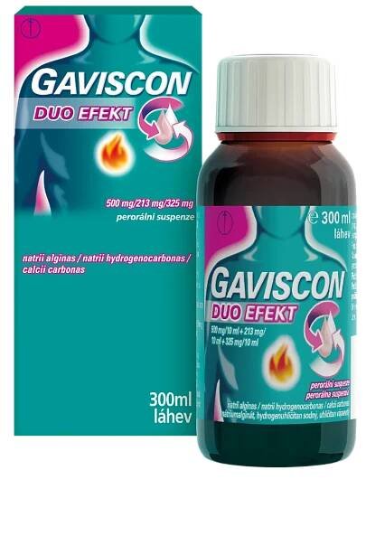 GAVISCON DUO EFEKT Perorálna suspenzia sus por (fľ.skl.jantár.+odmerka) 1x300 ml