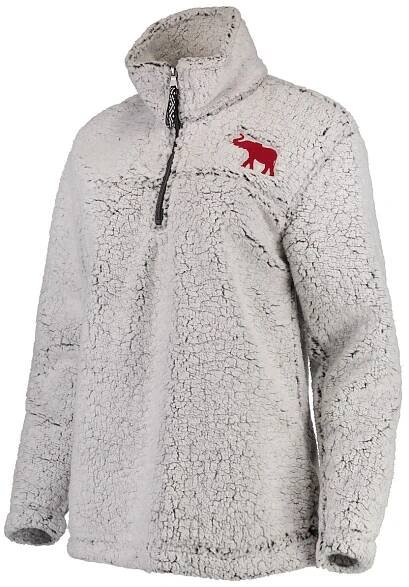 Alabama Crimson Tide Women's Sherpa Super-Soft Quarter-Zip Pullover Jacket - Gray