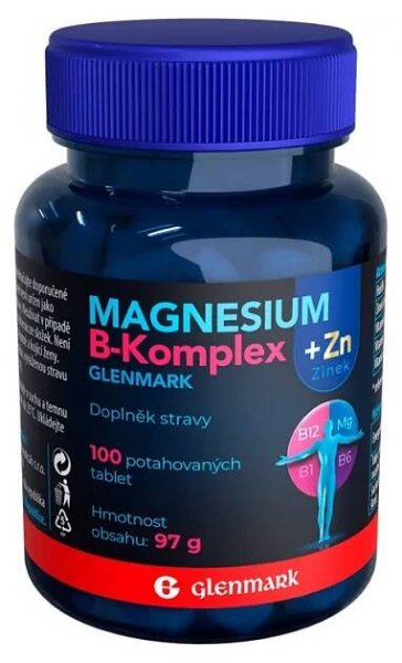 Glenmark Magnesium B-komplex + Zinek 100 potahovaných tablet