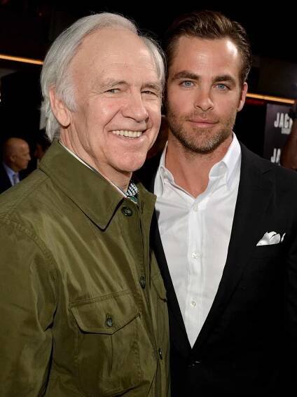 Robert Pine (L) and Chris Pine arrive at the premiere of "Jack Ryan: Shadow Recruit" in 2014