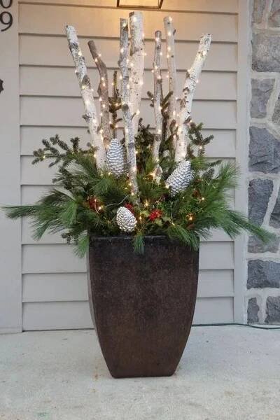Outdoor Christmas Lights: Ideas To Inspire You | Christmas planters, Christmas urns, Outdoor christmas planters