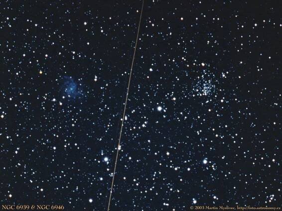 ASTROFOTOGRAFIE - NGC6939 & NGC6946 - galaxie a hvězdokupa- 1024x768 pix.