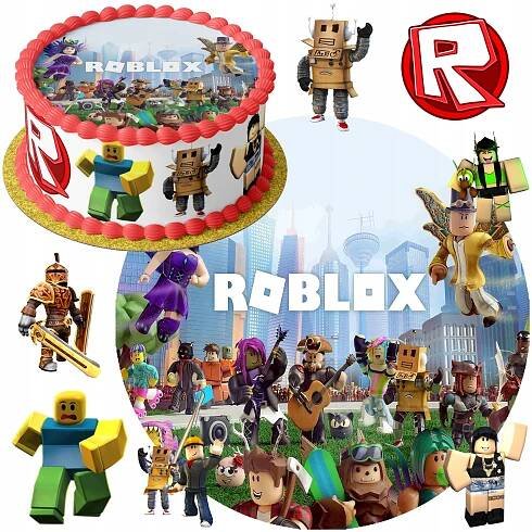 OPLATEK NA DORT 20 CM - ROBLOX HRA + POSTAVY + DÁREK JMÉNO TEXT + VZORY