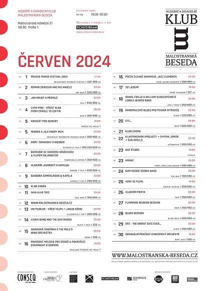 Červnový program Hudebního a divadelního Klubu Malostranská beseda