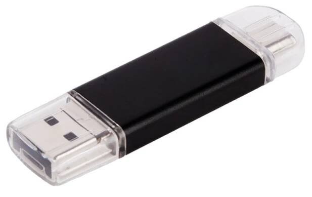 Klasický USB flash disk LAPINE OTG - duální Type-C 3v1 černá