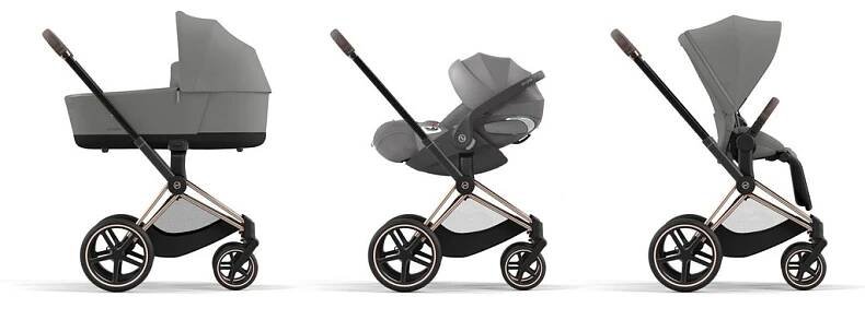 Cybex Priam 4.0 2024 sada Comfort 5v1 Rose Gold podvozek + Potah sezení + korba Lux + Cloud T Plus + Base T - Cybex - Kombinace