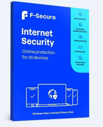 F-Secure INTERNET SECURITY pro 5 zařízení na 1 rok - CZ elektronicky