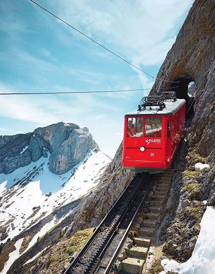 Ozubnicová železnice na Pilatus. Foto: Pilatus.ch