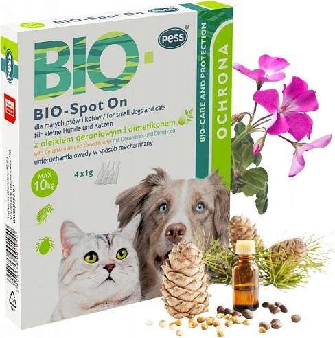 PESS BIO Spot-on kapky na klíšťata a blechy pro střední a velké psy 4 x 2,5 g
