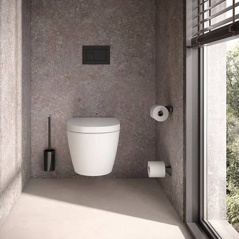 Aveno am WC, mit Toilettenbürstengarnitur, Toilettenpapierhalter und Ersatzrollenhalter in schwarz matt