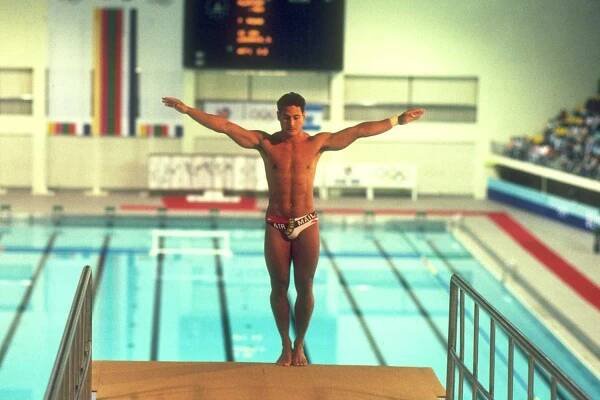 Greg Louganis of the USA prepares for the platform diving final competition which he received a gold medal for during the Seoul Olympics