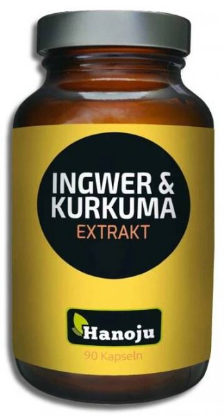 Ingwerwurzel-Extrakt 200 mg + Kurkuma (Curcuma)-Extrakt 200 mg, 90 Kapseln
