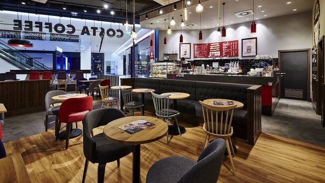 FESCHU Costa Coffee OC Westfield, Praha Chodov posezení pult
