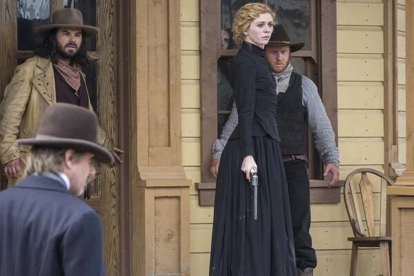 Hell on Wheels, Kasha Kropinski (L), Jake Weber (R), 'Return to Hell', Season 4, Ep. #10, 10/04/2014, ©AMC