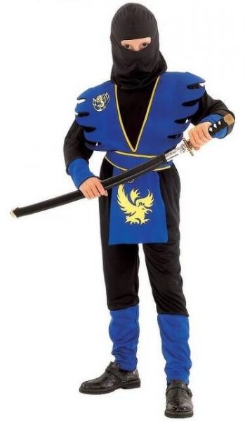 Made Dětský kostým Ninja modrý 120-130 cm