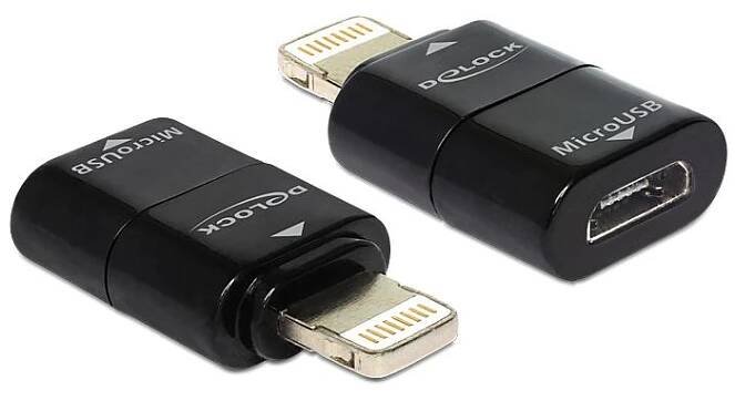 DeLock adaptér 8 pinů samec > USB Micro-B samice / pro  IPhone 5 / černý