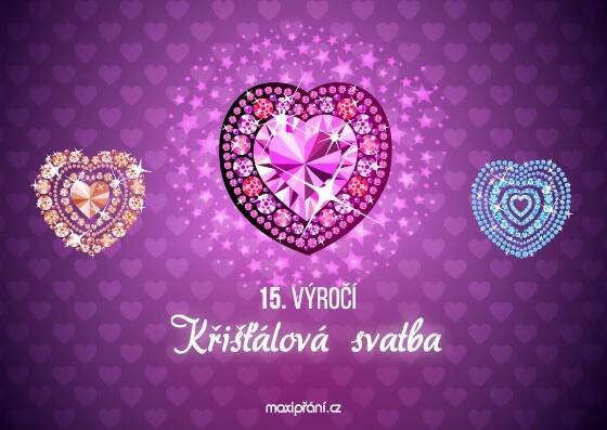 Křišťálová svatba - přání k výročí - přední strana