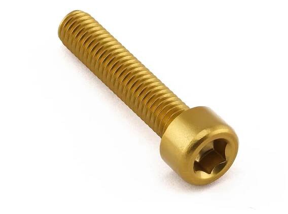 Pro-Bolt hliníkový inbusový šroub s válcovou hlavou se závitem M6 x 1,00 mm a délkou závitu 35 mm, barva zlatá
