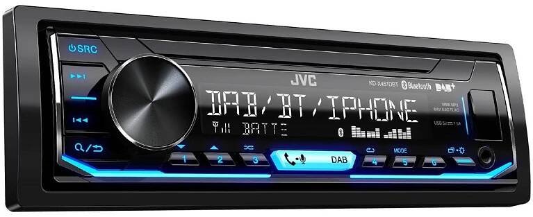 KD-X451DBT JVC Autorádio 1 DIN, Made for iPod/iPhone, AOA 2.0, MP3, WMA, AAC, WAV, FLAC, Spotify, DAB+ tuner
